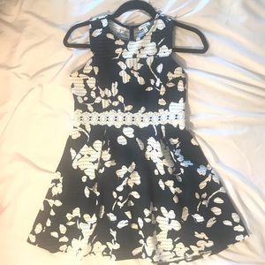 Navy Floral and Lace Dress
